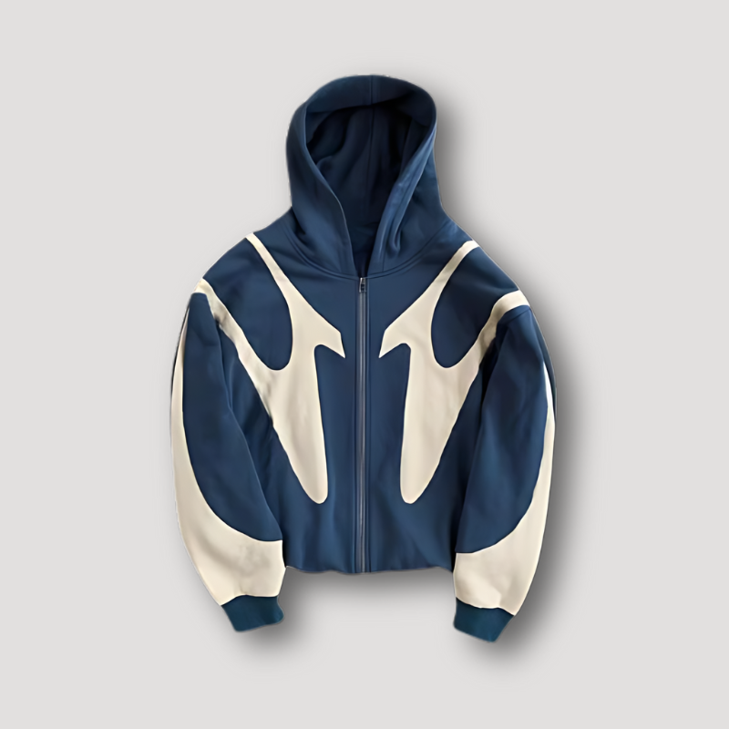 István | Kapucnis Pulóver Férfi Zip-Up Mintás Oversize