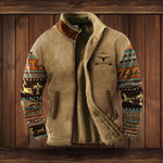 Janis | Fleecejacke Herren Sherpa-Futter Azteken-Muster Stehkragen