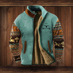 Janis | Fleecejacke Herren Sherpa-Futter Azteken-Muster Stehkragen