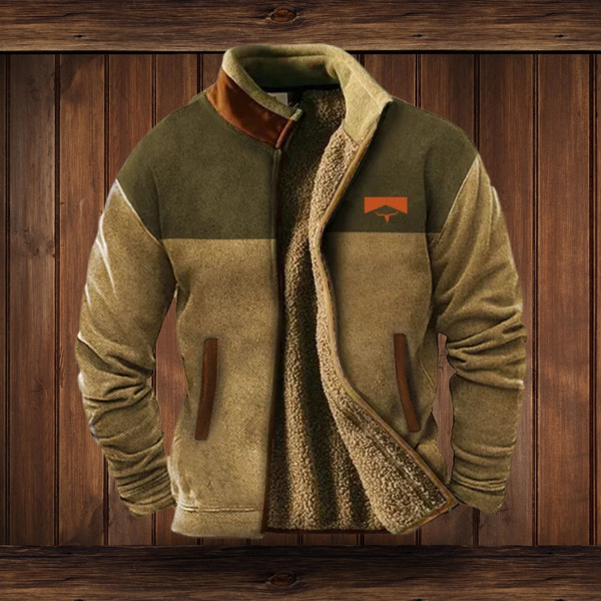 Janis | Fleecejacke Herren Sherpa-Futter Azteken-Muster Stehkragen