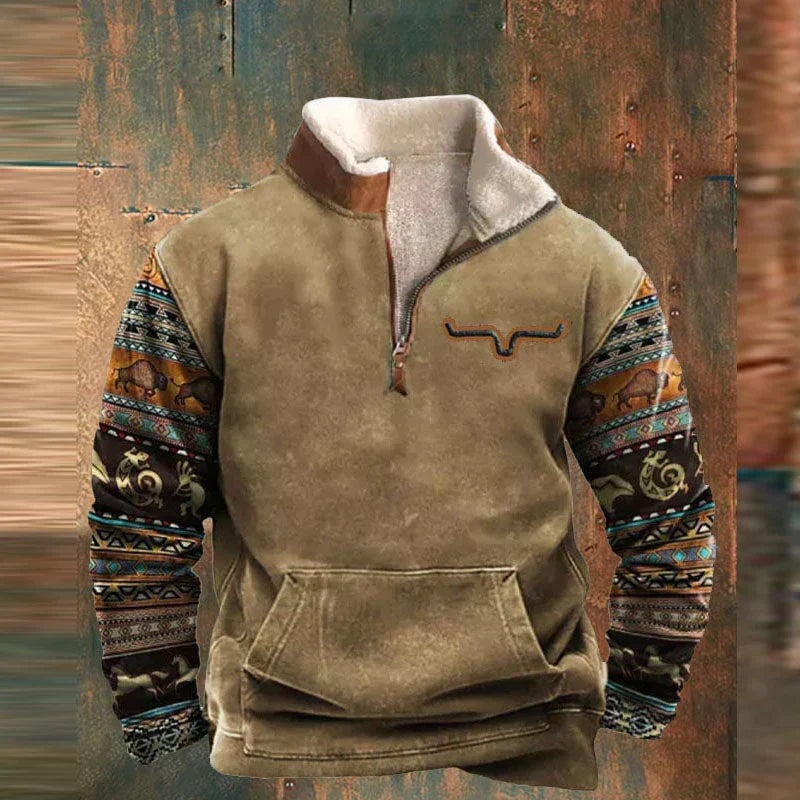 Janis | Sweatshirt Herren Fleece Western Aztec Quarter-Zip