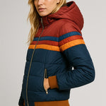 Johanna | Daunenjacke Damen mit Kapuze Gesteppt Retro-Streifen