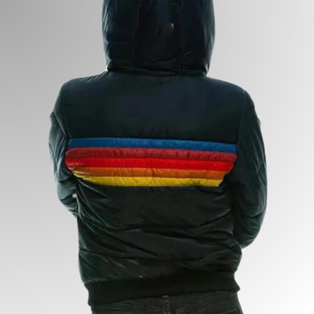 Johanna | Daunenjacke Damen mit Kapuze Gesteppt Retro-Streifen