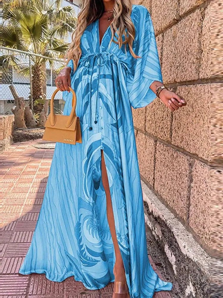 Judit | Alkalmi Maxi Ruha Női V-nyakú Kimono Ujjú