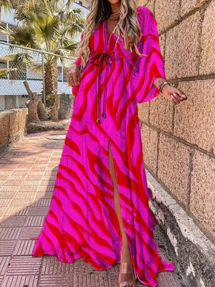 Judit | Alkalmi Maxi Ruha Női V-nyakú Kimono Ujjú