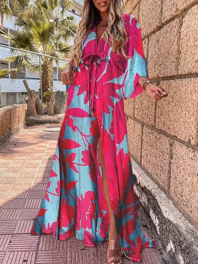 Judit | Alkalmi Maxi Ruha Női V-nyakú Kimono Ujjú