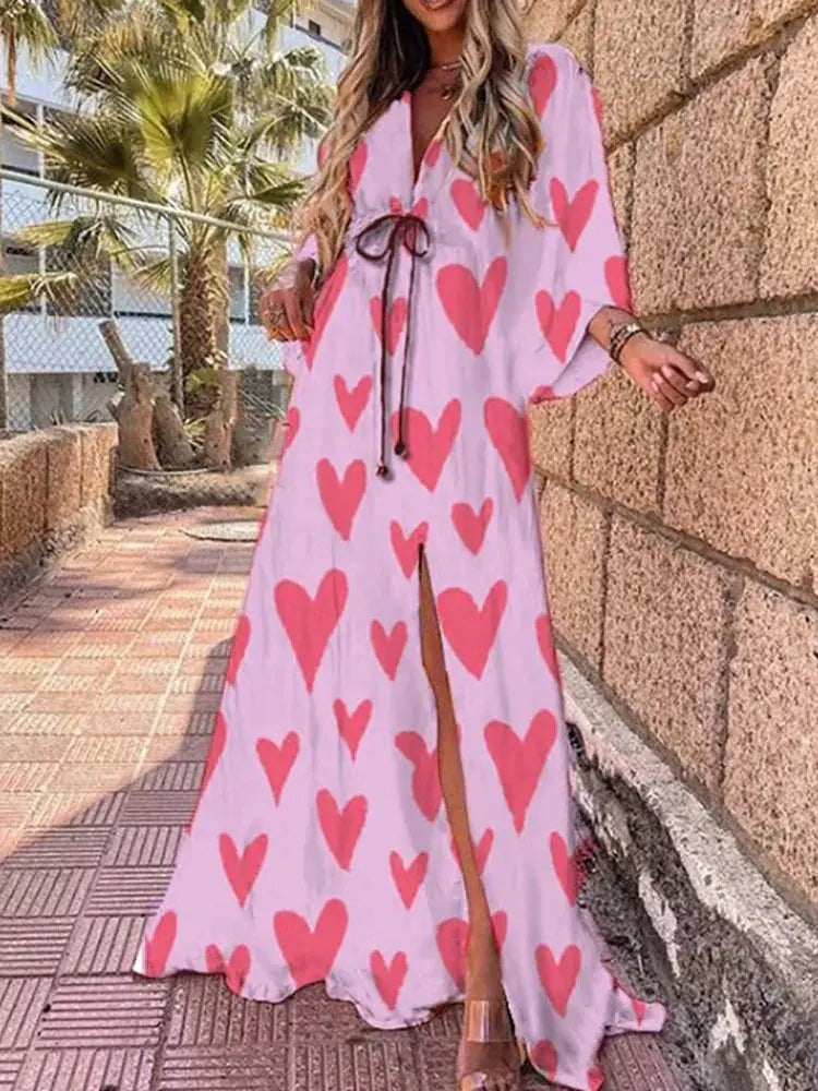 Judit | Alkalmi Maxi Ruha Női V-nyakú Kimono Ujjú