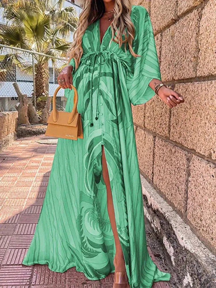 Judit | Alkalmi Maxi Ruha Női V-nyakú Kimono Ujjú