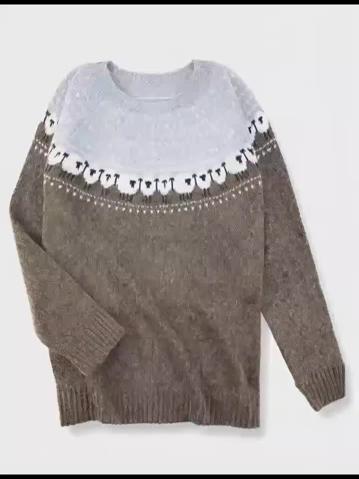 Judit | Kötött Pulóver Női Fair Isle Bárány Mintás