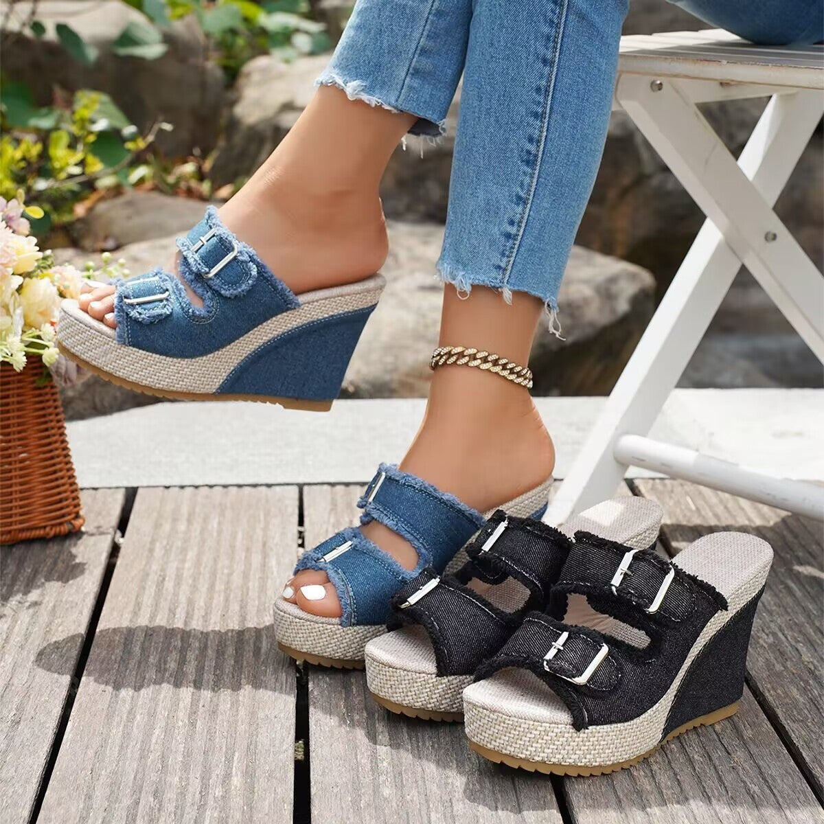 Judit | Platform Szandál Női Farmeranyagú Espadrilles