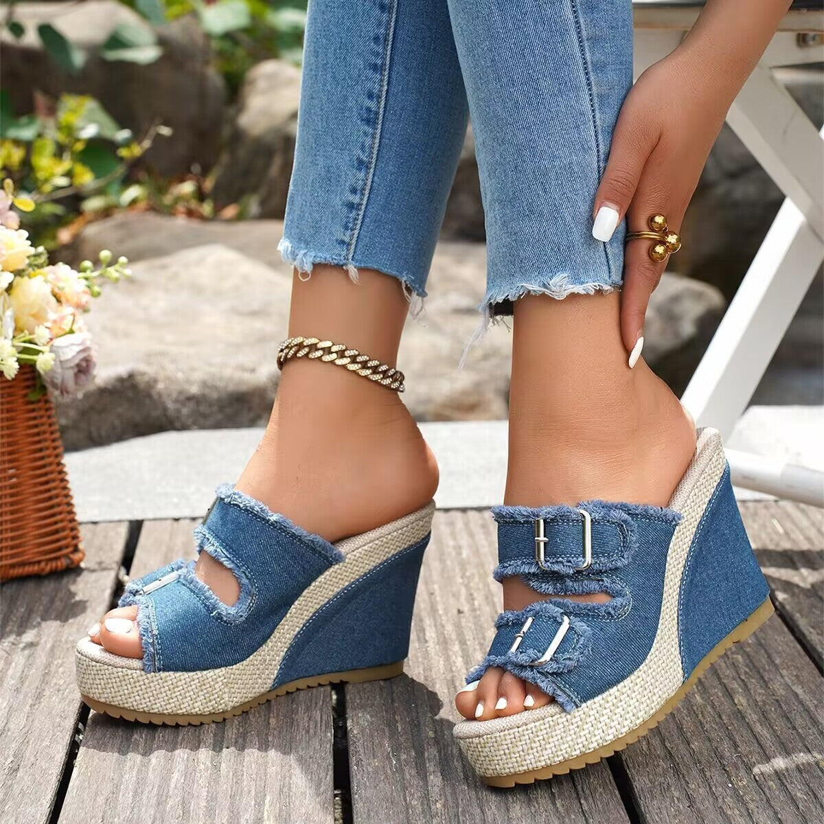 Judit | Platform Szandál Női Farmeranyagú Espadrilles