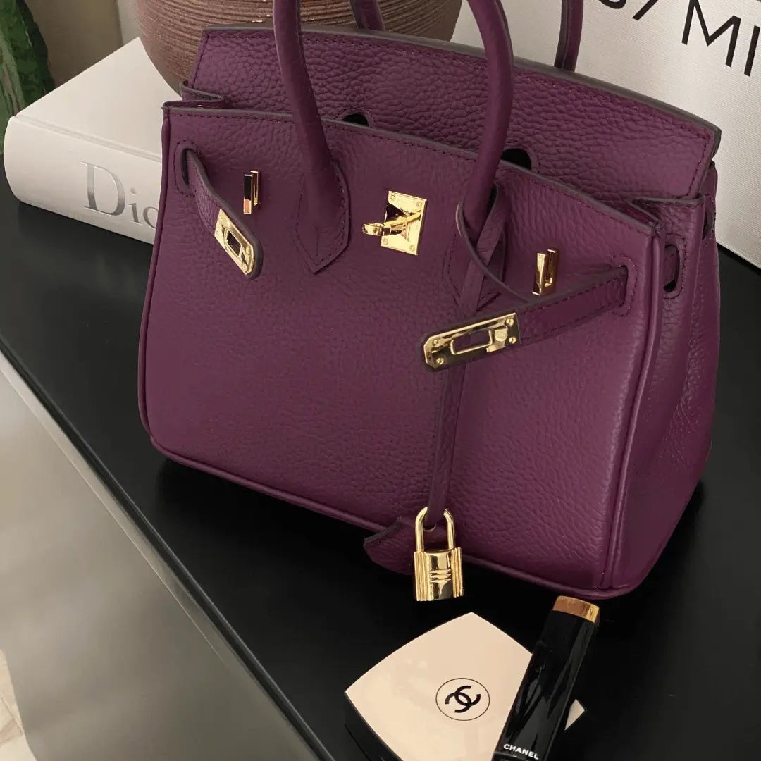 Katalin | Bőr Táska Női Elegáns Kézitáska Arany Veretekkel