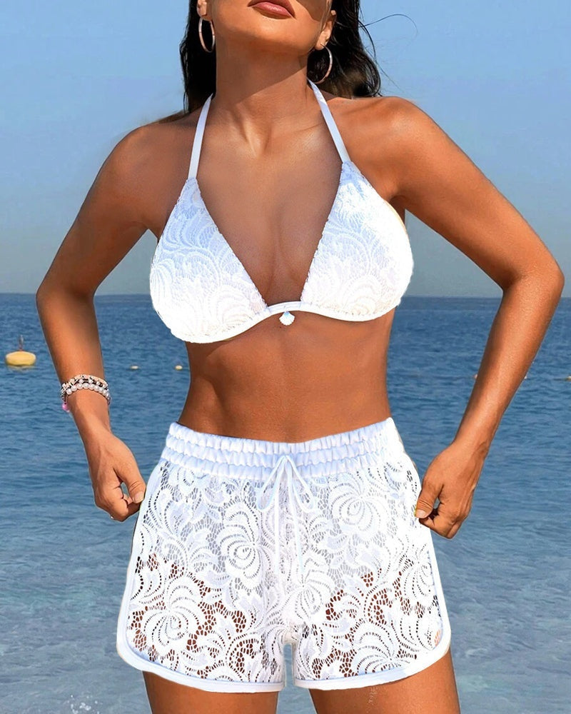 Zsófia | Csipkés Bikini Szett Női Nyakbakötős