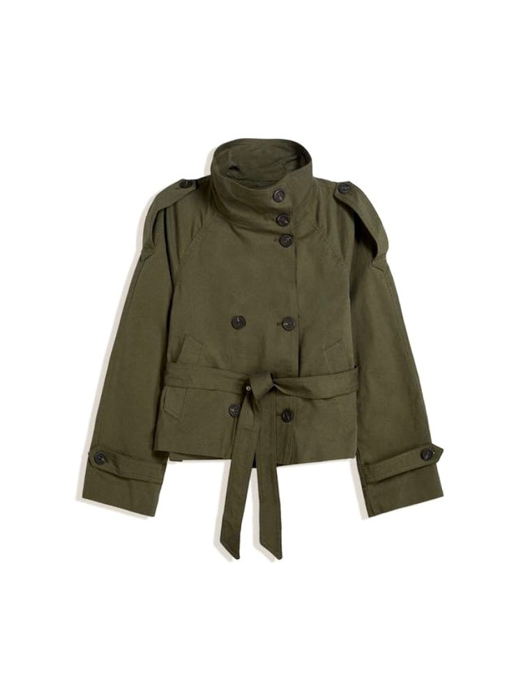 Kathrin | Kurzer Trenchcoat Damen Doppelreihig mit Bindegürtel