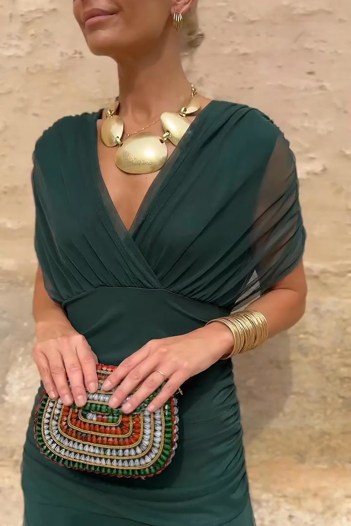 Kinga | Alkalmi Maxi Ruha Női Virágmintás V-nyakú
