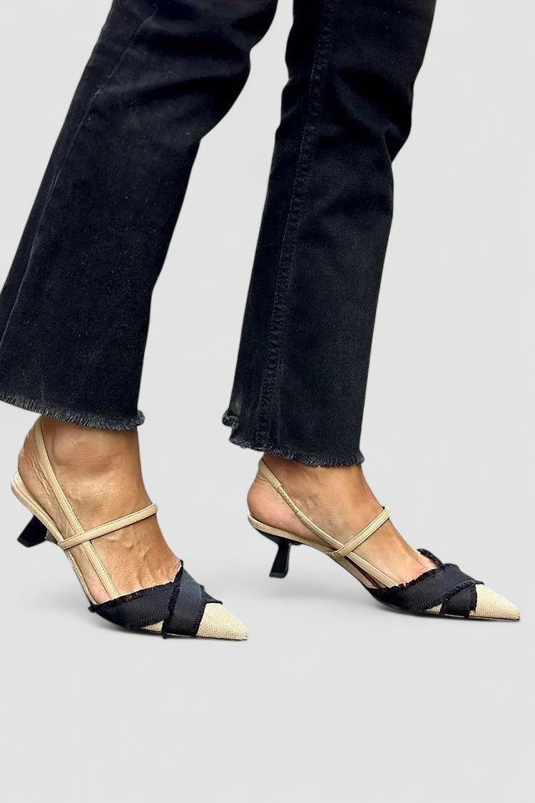Kinga | Slingback Cipő Női Hegyes Orrú Alacsony Sarkú