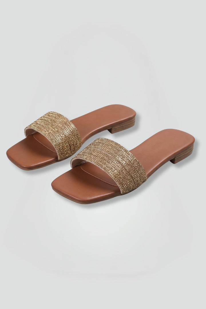 Kinga | Szandál Lapos Csillogó Pántos Női Slip-On