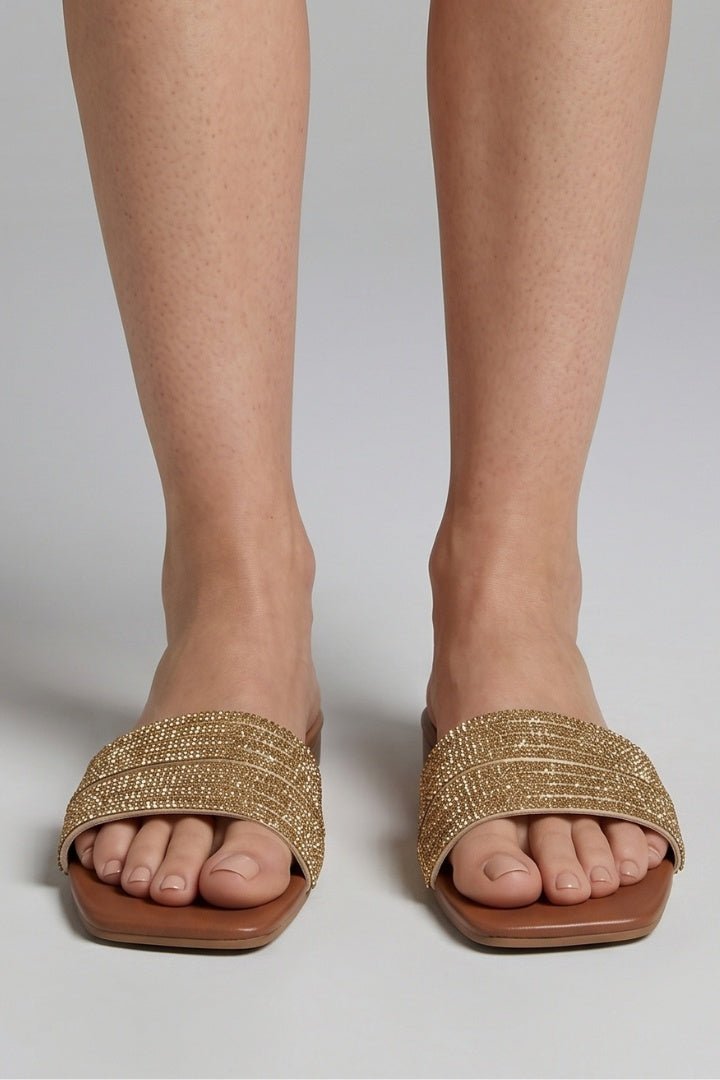 Kinga | Szandál Lapos Csillogó Pántos Női Slip-On