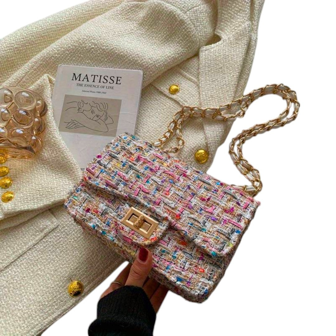 Kinga | Tweed Táska Női Láncpántos Kis Méret