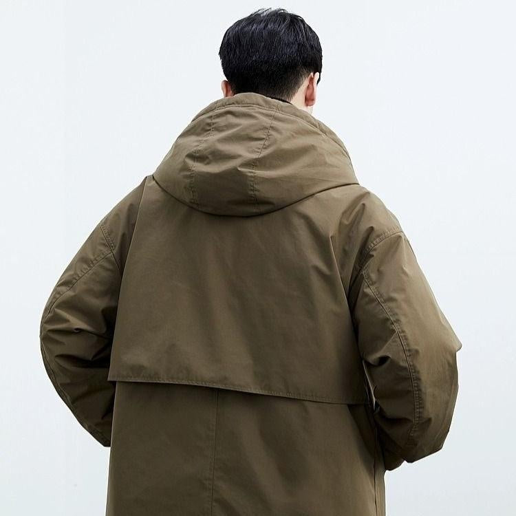 Kornél | Trench Coat Férfi Hosszú Kapucnis