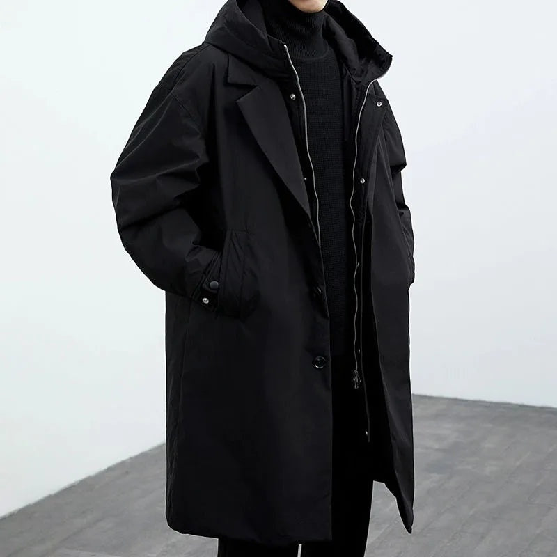 Kornél | Trench Coat Férfi Hosszú Kapucnis