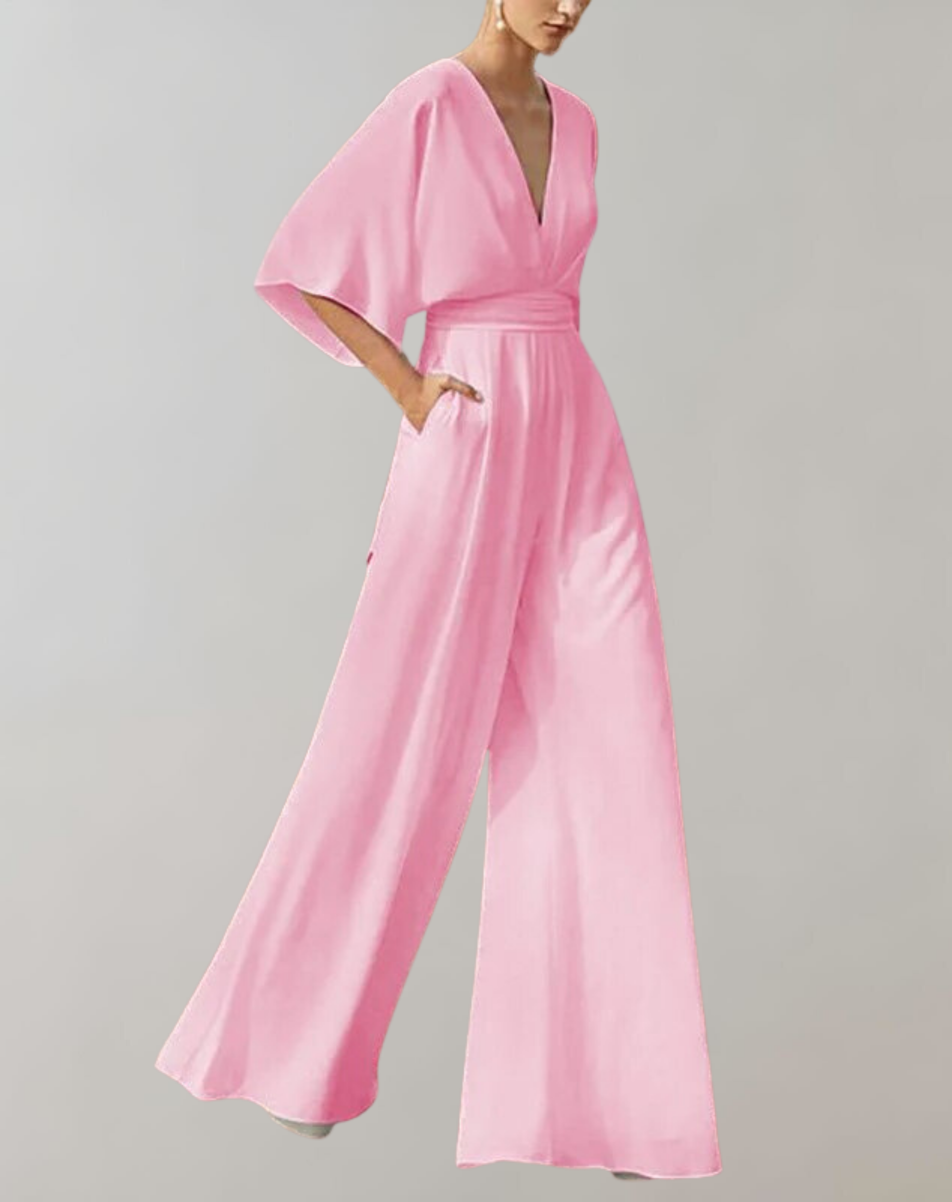 Krisztina | Jumpsuit Női V-nyakú Széles Szárú Batwing Ujjú