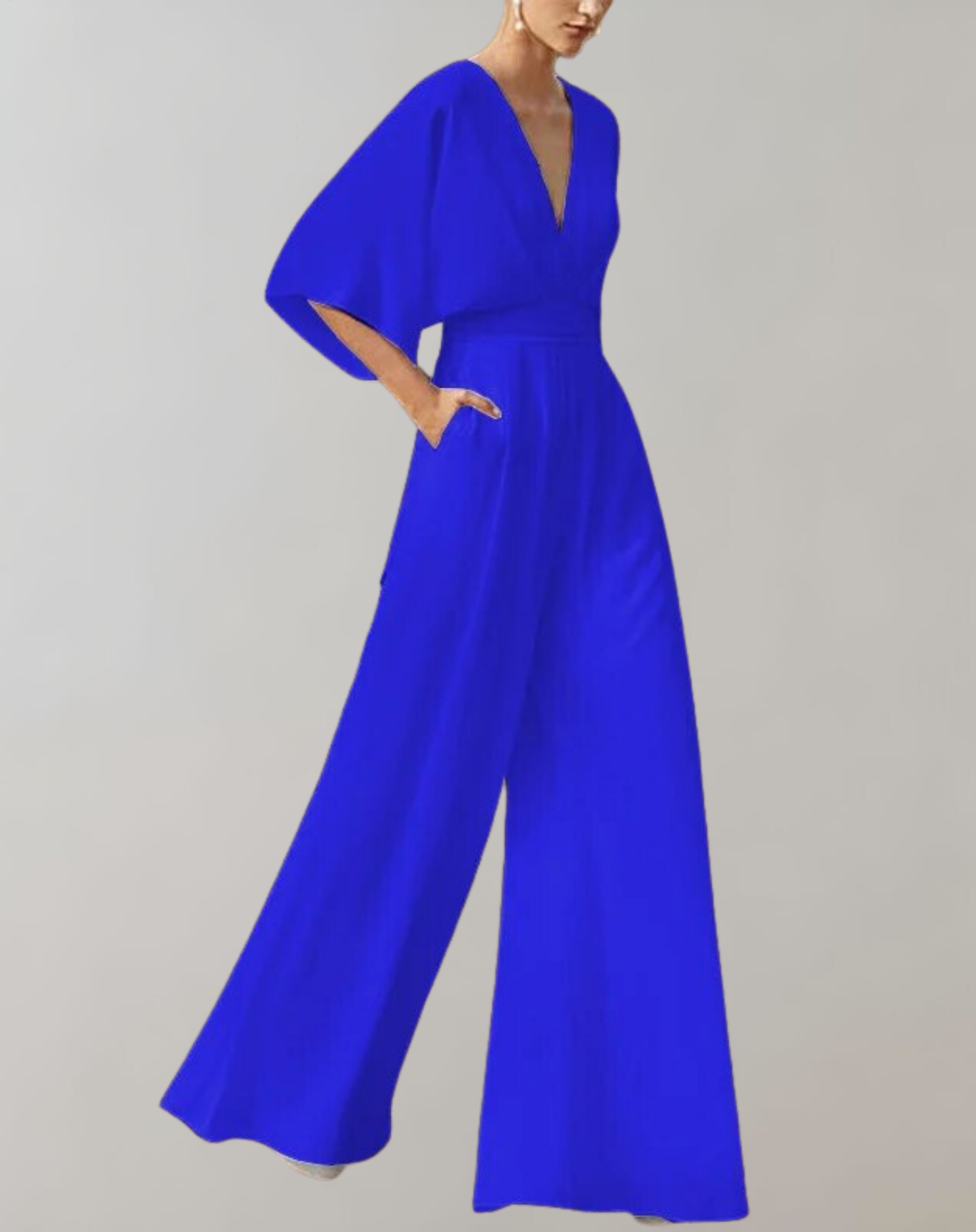 Krisztina | Jumpsuit Női V-nyakú Széles Szárú Batwing Ujjú