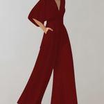 Krisztina | Jumpsuit Női V-nyakú Széles Szárú Batwing Ujjú