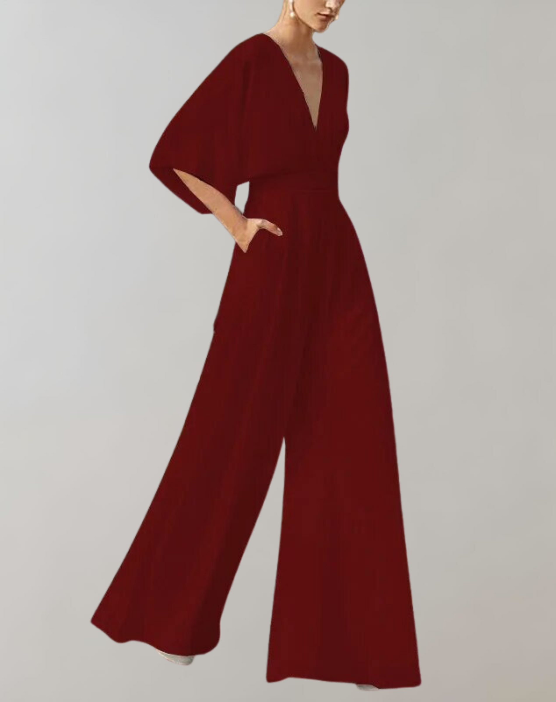 Krisztina | Jumpsuit Női V-nyakú Széles Szárú Batwing Ujjú