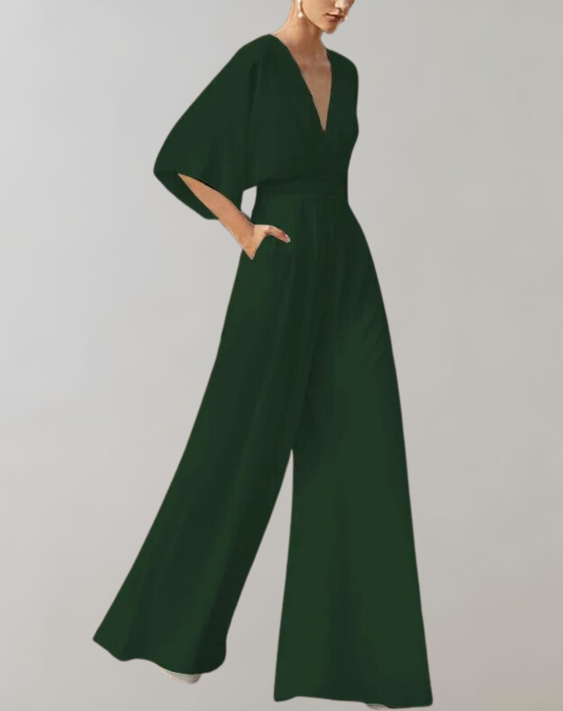 Krisztina | Jumpsuit Női V-nyakú Széles Szárú Batwing Ujjú