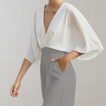 Krisztina | Jumpsuit Női V-nyakú Széles Szárú Batwing Ujjú