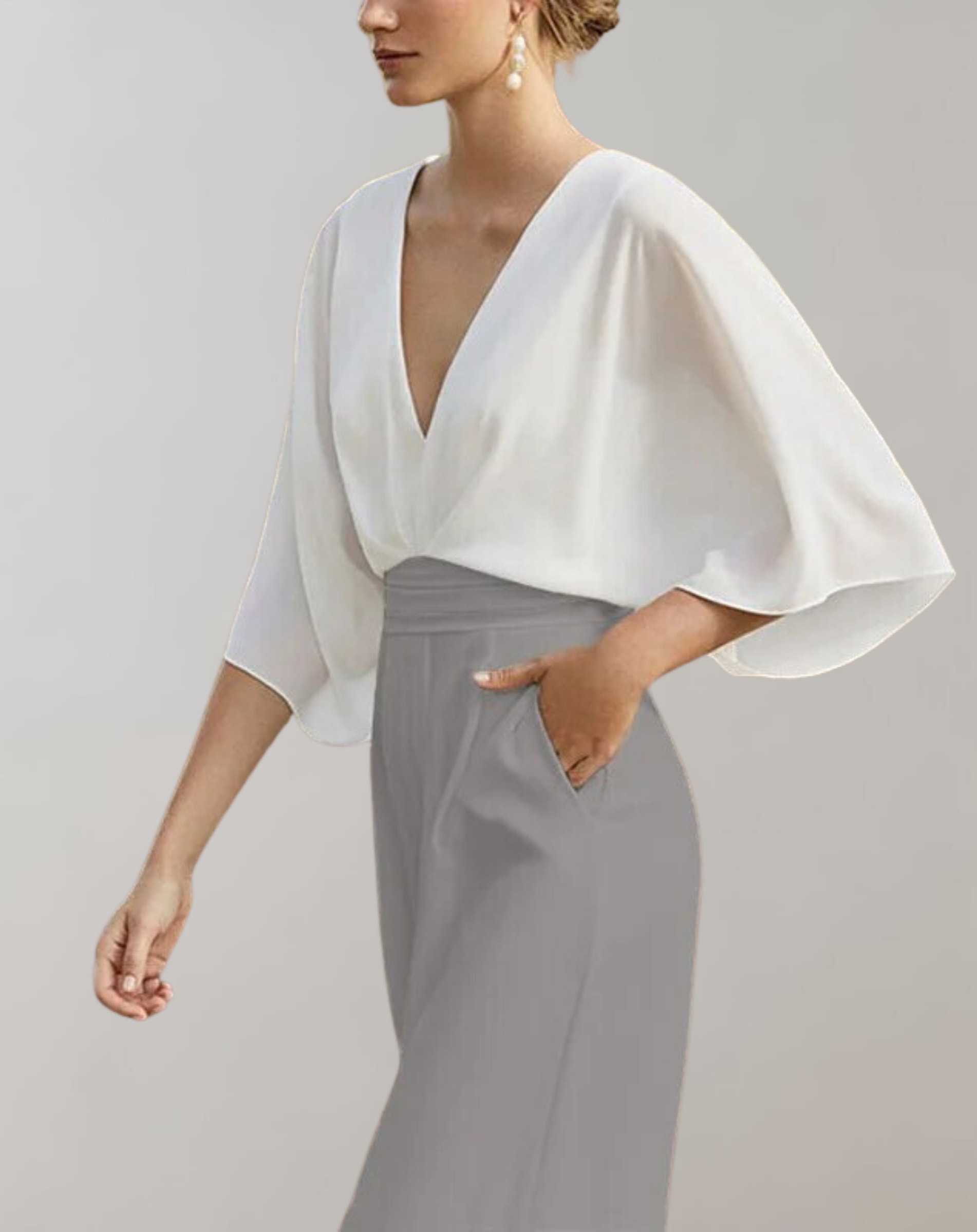Krisztina | Jumpsuit Női V-nyakú Széles Szárú Batwing Ujjú