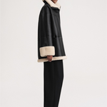 Leonie | Lammfelljacke Damen Oversize Kunstleder Teddy-Fell