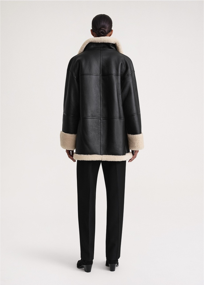 Leonie | Lammfelljacke Damen Oversize Kunstleder Teddy-Fell