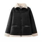 Leonie | Lammfelljacke Damen Oversize Kunstleder Teddy-Fell