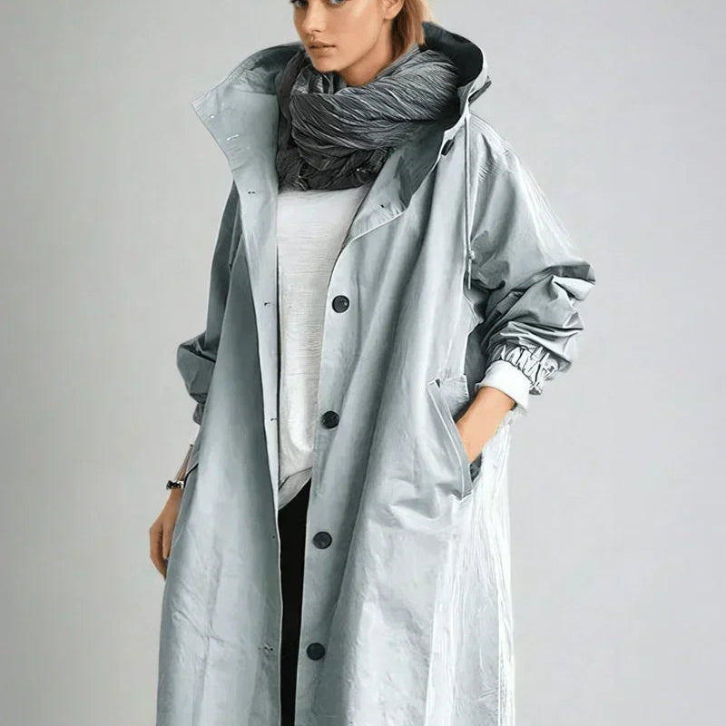 Leonie | Regenjacke Damen Lang mit Kapuze Übergroß