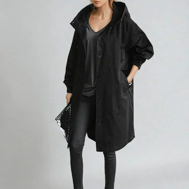Leonie | Regenjacke Damen Lang mit Kapuze Übergroß