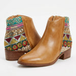 Leonie | Stiefeletten Damen Boho Bestickt Blockabsatz
