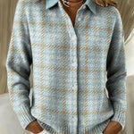 Leonie | Strickjacke Damen Kariert Oversize Knopfleiste