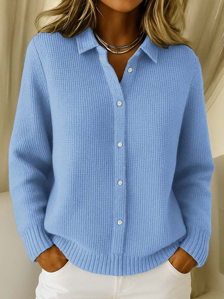 Leonie | Strickjacke Damen Kariert Oversize Knopfleiste