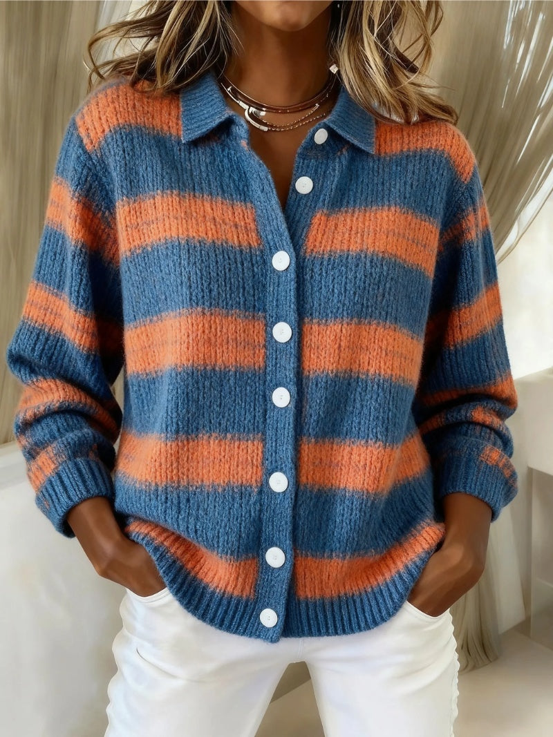 Leonie | Strickjacke Damen Kariert Oversize Knopfleiste
