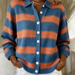 Leonie | Strickjacke Damen Kariert Oversize Knopfleiste