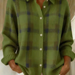 Leonie | Strickjacke Damen Kariert Oversize Knopfleiste