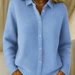 Leonie | Strickjacke Damen Kariert Oversize Knopfleiste