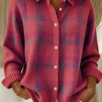 Leonie | Strickjacke Damen Kariert Oversize Knopfleiste
