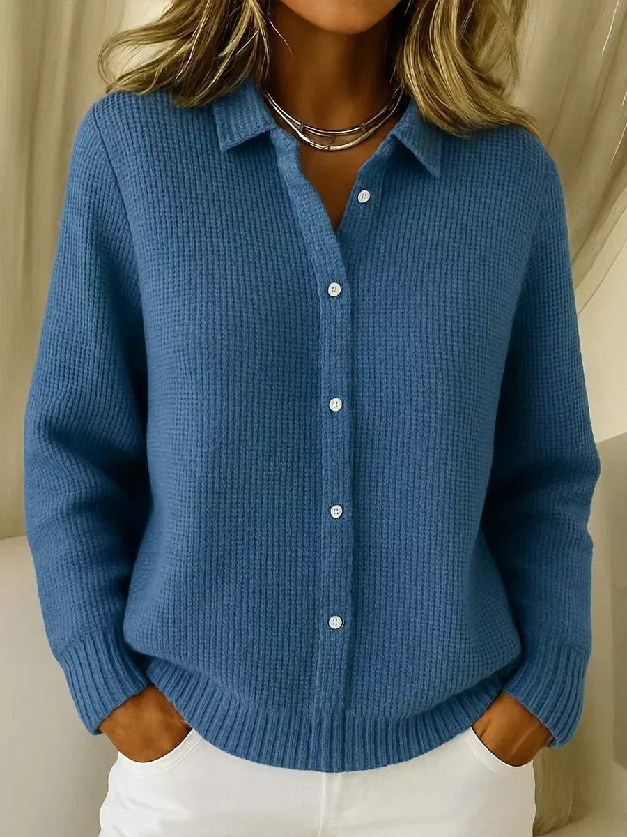 Leonie | Strickjacke Damen Kariert Oversize Knopfleiste