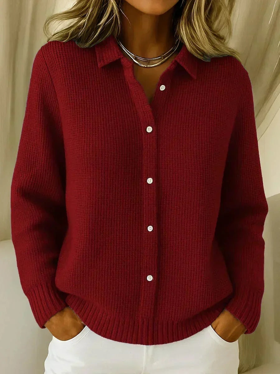 Leonie | Strickjacke Damen Kariert Oversize Knopfleiste
