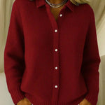 Leonie | Strickjacke Damen Kariert Oversize Knopfleiste