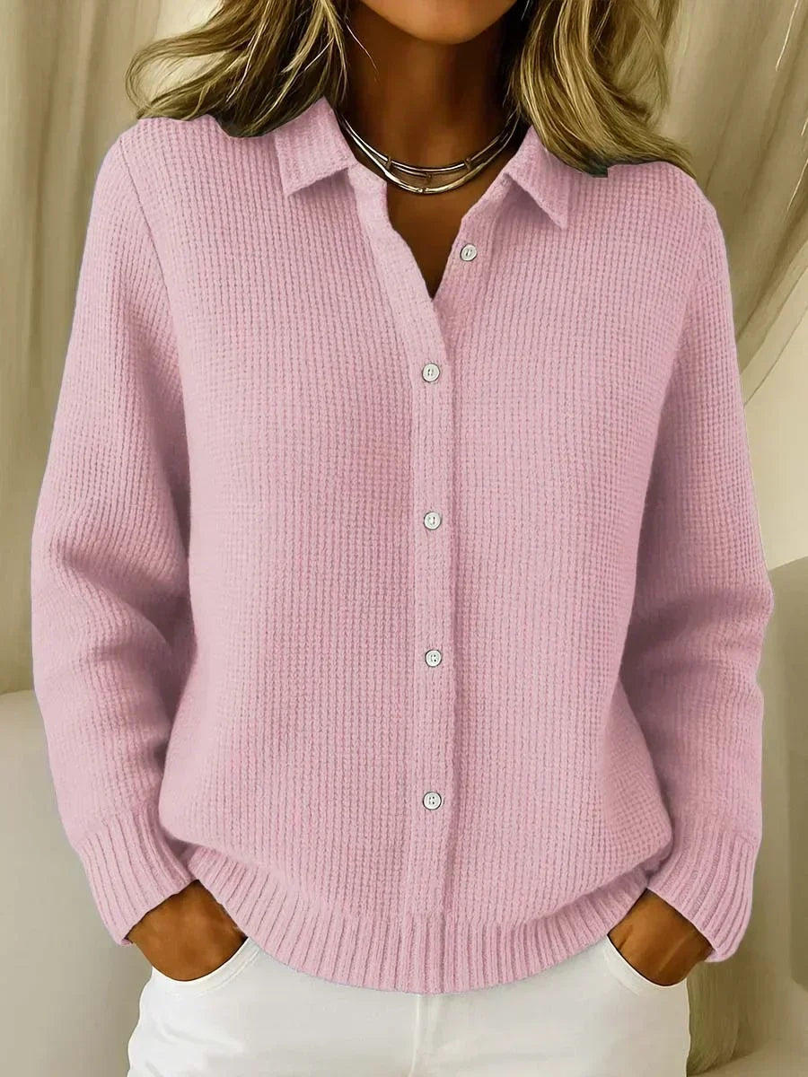 Leonie | Strickjacke Damen Kariert Oversize Knopfleiste