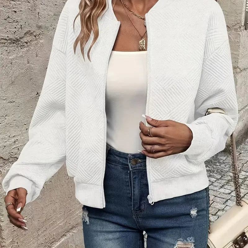 Leonie | Strukturierte Jacke Damen Reissverschluss Kurzjacke